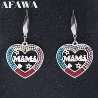 spanish mama stainless steel crystal drop earring love heart earring gold color star jewelry bisuteria acero inoxidable e4802s01