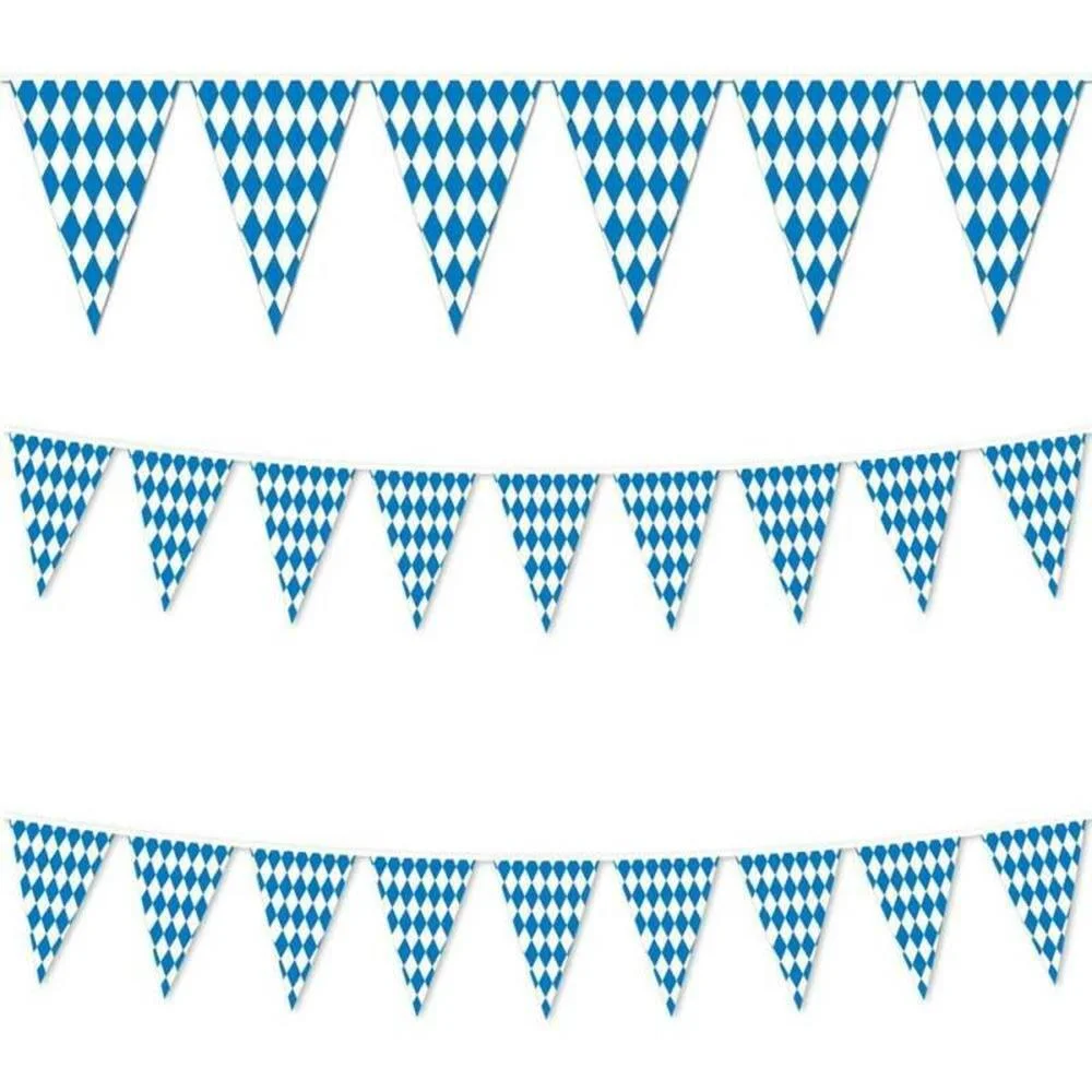 

Hanging Decoration Flags Blue Plaid Simple Style Pennant Oktoberfest Fancy Dress Party Decoration Flag