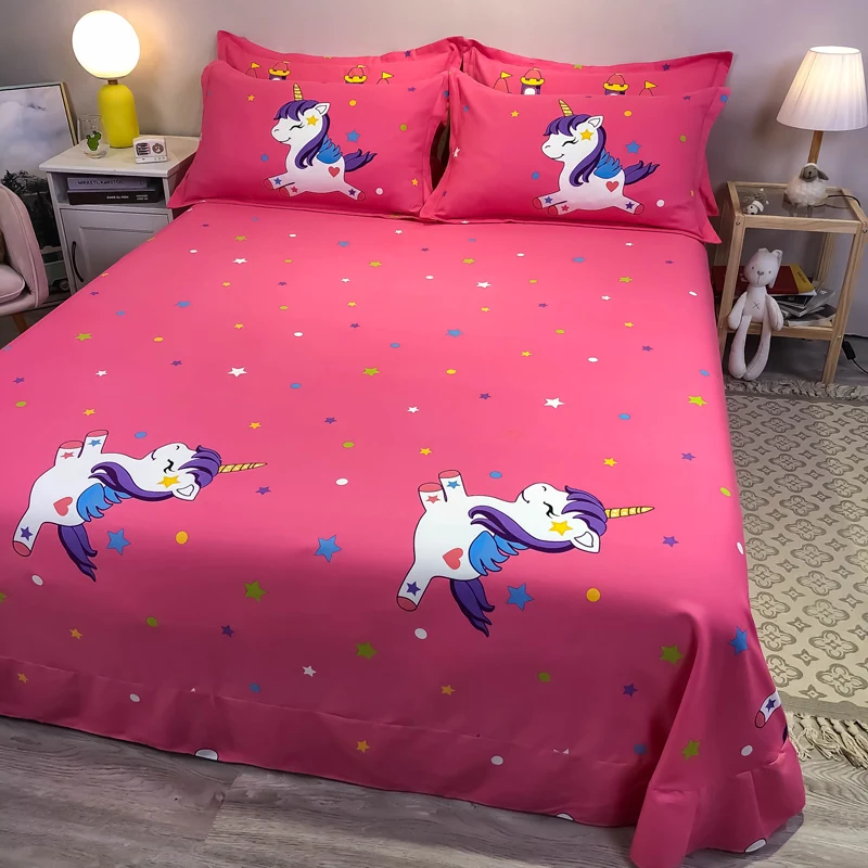 Комплекты постельного белья розового цвета с милым пододеяльником и мультяшным