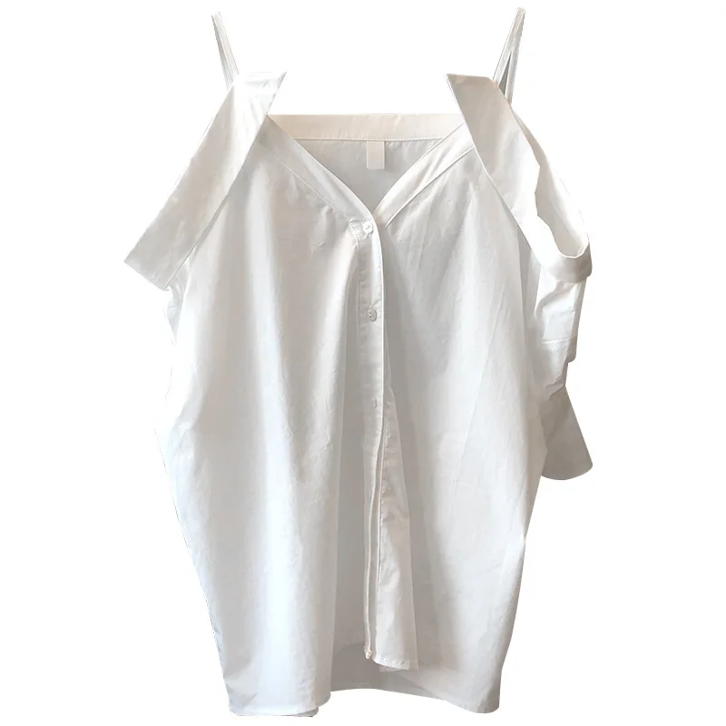 

Yeeloca French White Design Suspender 2021 Summer New Women's Casual Single Breasted Camis Korean Sexy Top