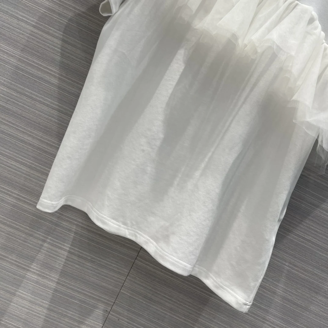 

2021 new women fashion short-sleeved casual mesh ruffled T-shirt 0326
