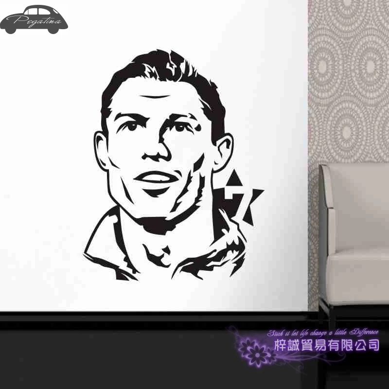 C Ronaldo наклейка на стену с футболистом Спортивная детская комната Декоративные