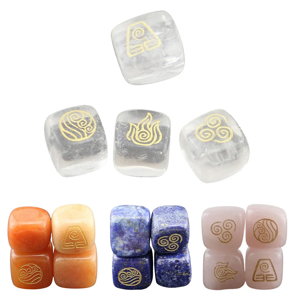 4 шт./компл. ветряные руны с натуральным кристаллом для воды и почвы полированной