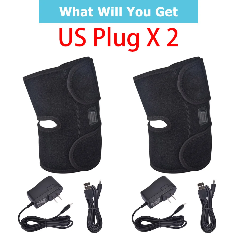 US Plug 2pc AGDOAD артрит Поддержка коленного сустава инфракрасная нагревательная Терапия Наколенники для снятия боли в коленном суставах восстановление колена Прямая поставка - Цвет: US Plug 2pc