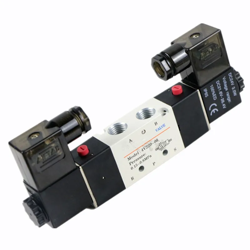 1 шт. Воздушный Пневматический электромагнитный клапан Двойной доленоид 5/2