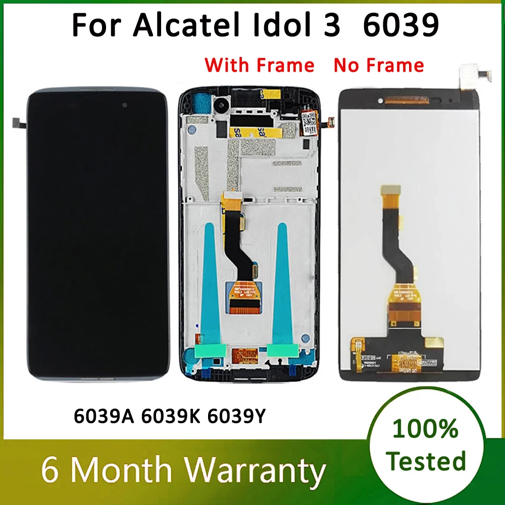 Высококачественный ЖК-экран для Alcatel Idol 3 6039A 6039K 6039Y 6039, ЖК-дисплей с дигитайзером, экран в сборе с рамкой