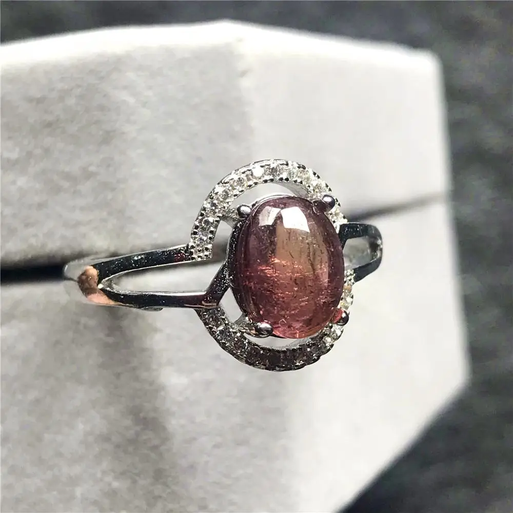 Женское кольцо с натуральным розовым турмалином 9 х7 мм|Кольца| |