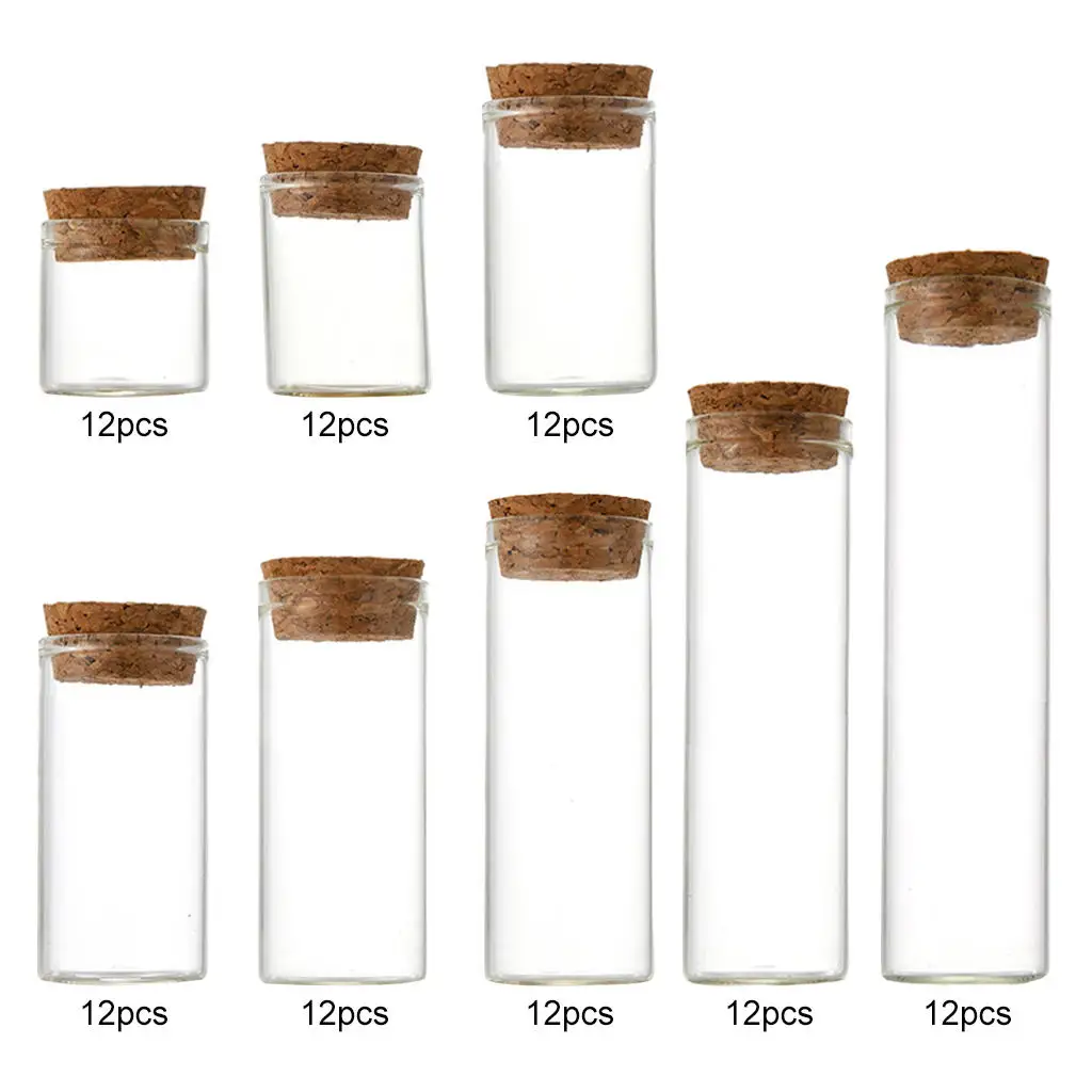 

12pcs Empty Mini Bottle with Cork Stopper 10ml Glass Jars idea for Wedding Small Wishing Bottles