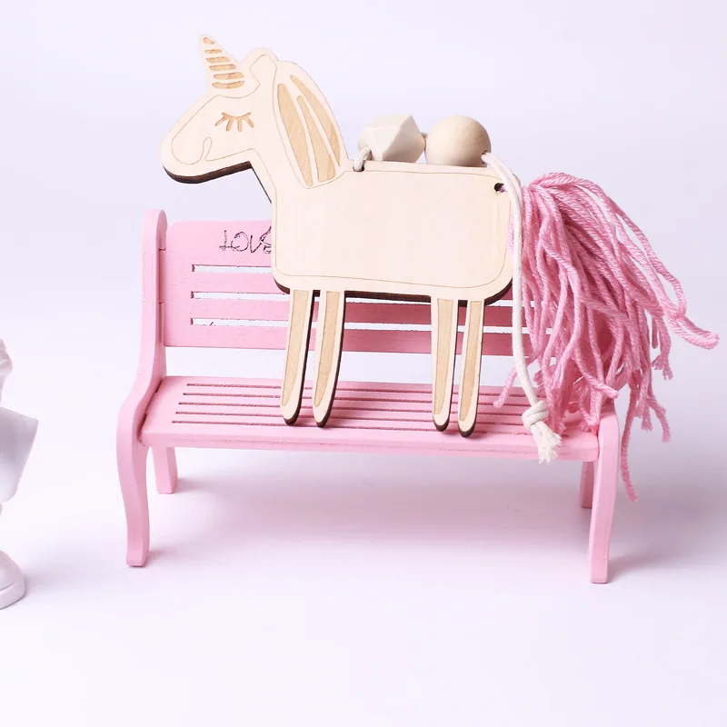 INS скандинавские деревянные бусины единорог Висячие настенные украшения