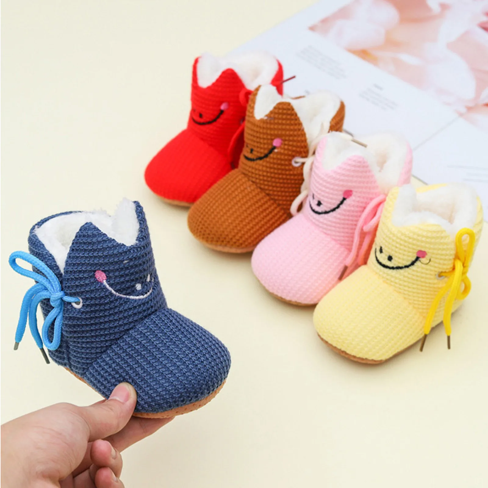 

Warm Newborn Toddler Boots Winter First Walkers Baby Girls Boys Shoes Soft Sole Fur Snow Booties for 0-12M