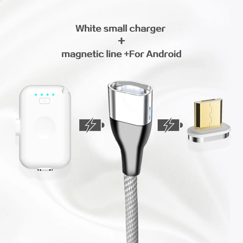 White for micro 4 шт. Мини Магнитный внешний аккумулятор для iPhone, Android, Тип C, портативный светодиодный светильник, магнитное зарядное устройство, внешний аккумулятор для Xiaomi, huawei, samsung - Цвет: White for micro