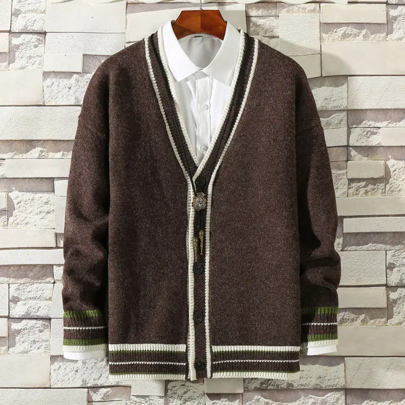 

Men's cardigan sweater coat autumn and winter new sweater v-neck sweater tide