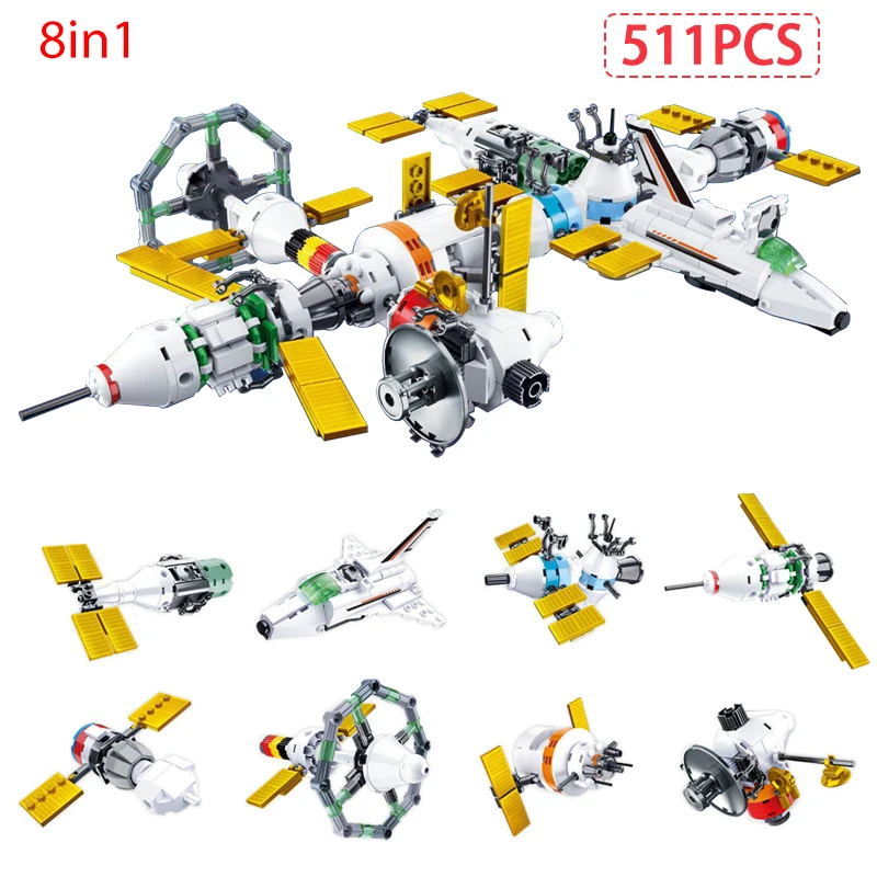 

8 in 1 Military Aerospace Technical International Space Station Building Block Explore the Interstellar Bricks Toys For Children
