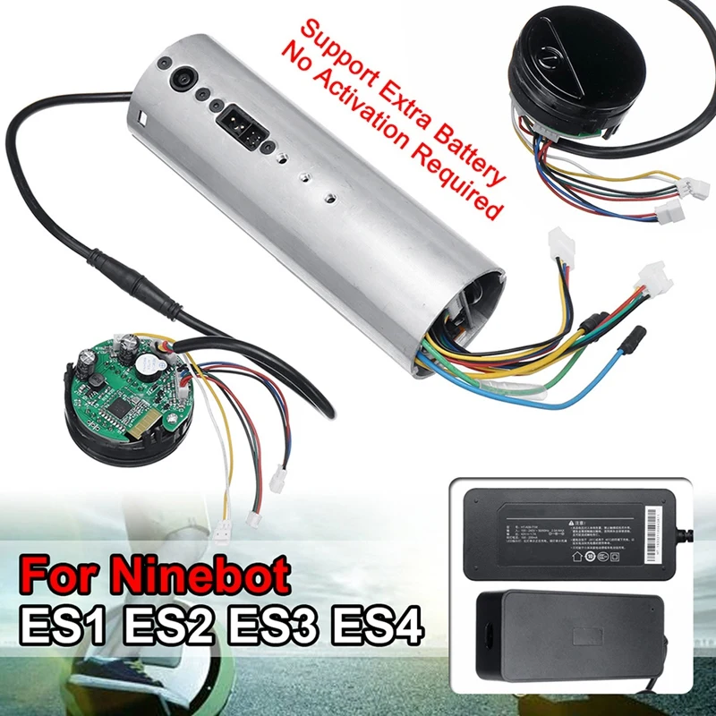 

Electric Scooter Bluetooth Dashboard Control Board Motherboard Controller Charger for Ninebot Es1 Es2 Es3 Es4 -EU Plug