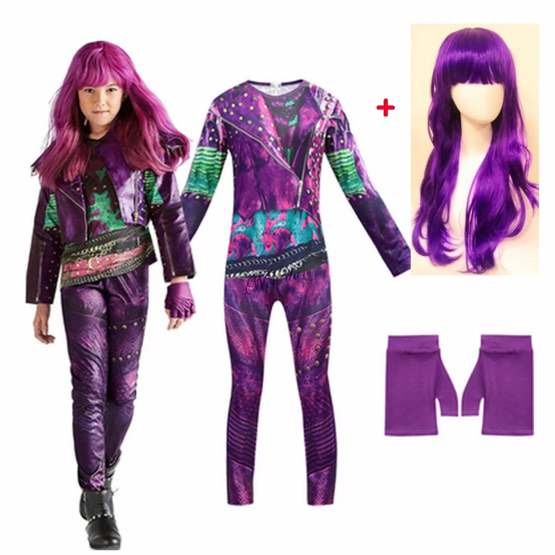Audrey Evie Evil Mal Descendants Cosplay Costume Girls Birthday Party Halloween Costume And Wig For Kids Disguise Descendants 3
