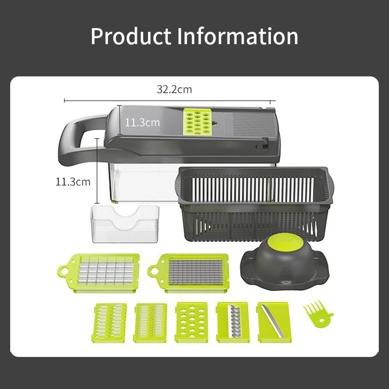 

Vegetable Cutter Multifunction Fruit Potato Carrot Peeler Grater Dicer Kitchen Accessories Vegetable Slicer with Basket Chopper