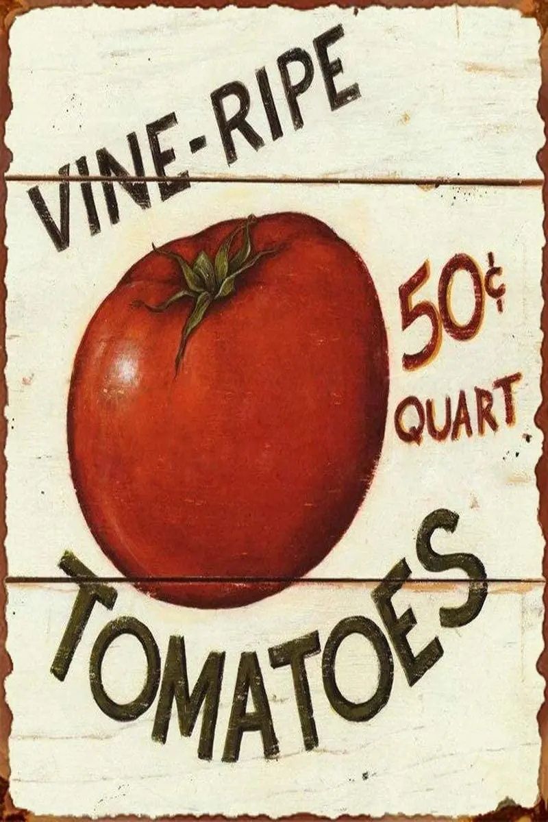 

Tin Sian Vine Ripe Tomatoes Cute Metal Sign Poster Vintage Street Garage Street Family Cafe Bar Kitchen Farm Wall Decoration