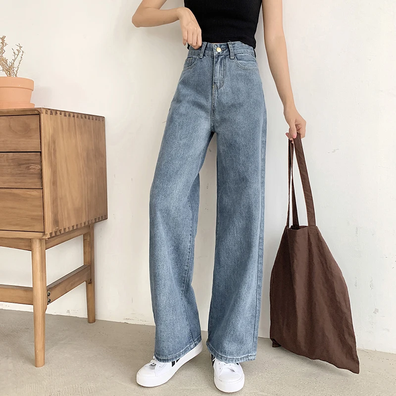 

Woman Jeans High Waist Clothes Wide Leg Denim Clothing Streetwear Vintage Quality 2020 Fashion Harajuku loose Straight Pants