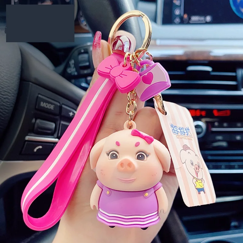 

2021 Anime Piggy Students Silicone Kids Backpack Key Chains Fashion Couples Collocation Keyring Cute Menand Women Gifts Keychain
