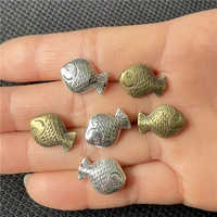 junkang 10pcs ancient silver and bronze fish shaped spacer beads diy handmade bracelet gasket connection piece charm jewelry