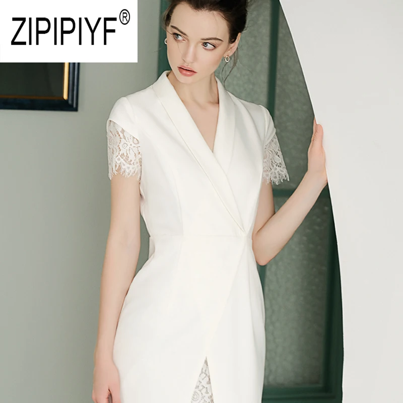 

Hot Selling Fashion Women Dresses Notched Neck Lace Patchwork Bodycon Pencil Dresses Noble Office Lady Elegant Dresses Z2220