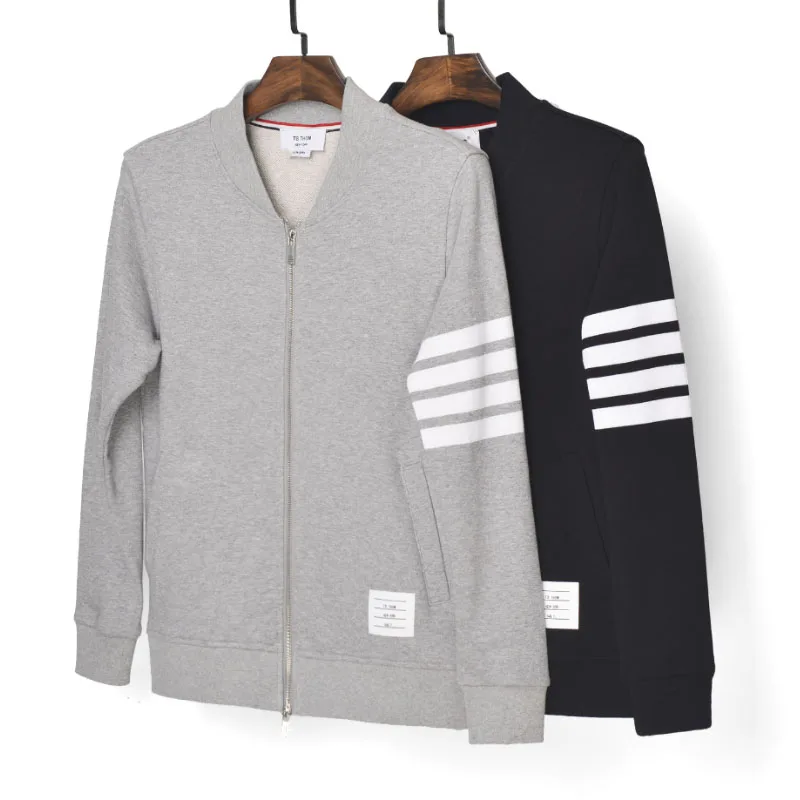 

Fashion TB 2021 Brand Spring Autumn hooded Sweatershirts Cotton Jacket Men V-Neck Solid Clothin Male Casual Sportswear Coat