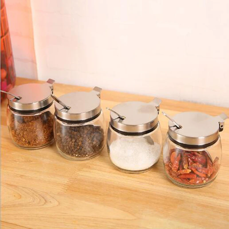 Бессвинцовая стеклянная бутылка ложка и крышка из нержавеющей стали баночка для