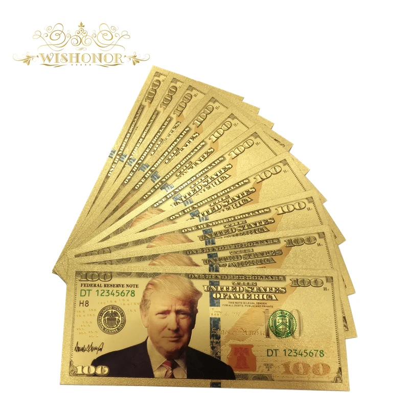 600 шт./лот цветные банкноты США 100 долларов 24K позолоченные поддельные деньги в