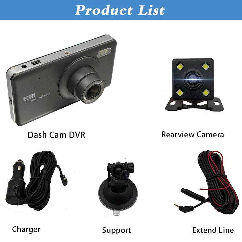 

Hot Sale HD1080P 4inch Screen Car Driving Recorder With Night Vsion Wide Angle Dash Cam Dual Lens Video Camera Auto DVR
