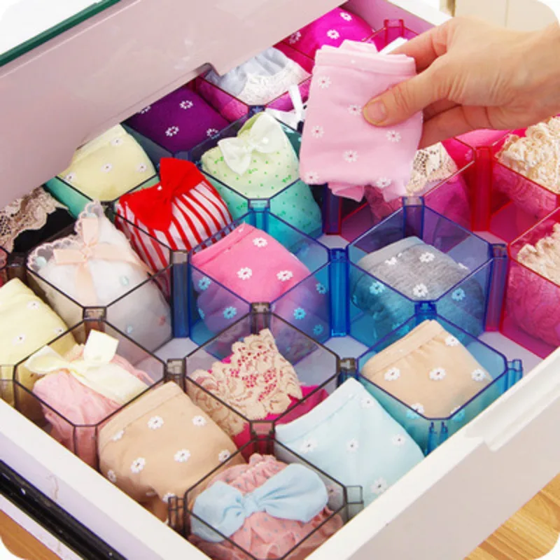 

6 Pcs Creative Combination Honeycomb Drawer Sorting Partitions Wardrobe Underwear Socks Storage Sorting Box