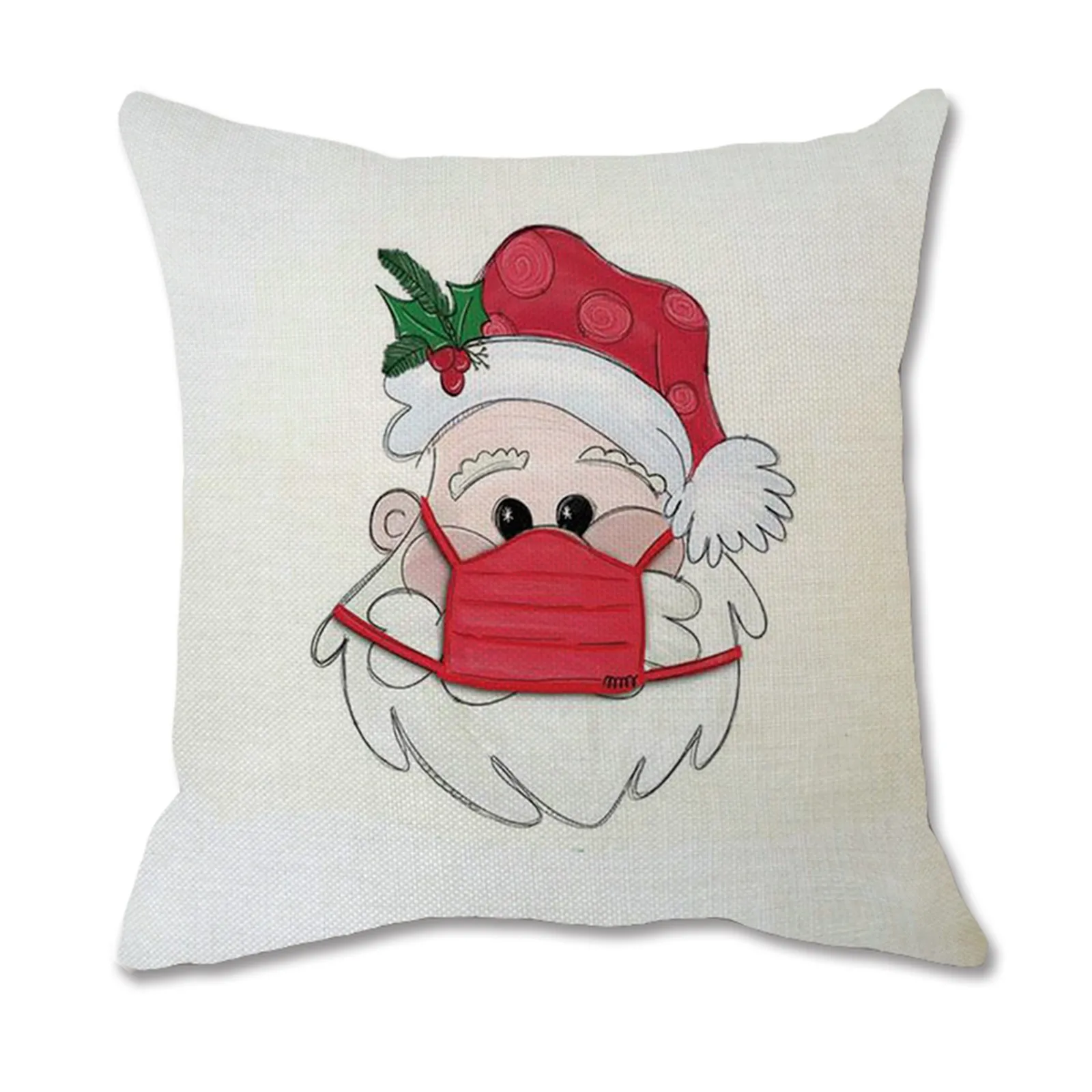 

Santa With Mask Printing Dyeing Sofa Bed Home Decor Pillow Case Cushion Cover Christmas Decor for Home Havidad New Year