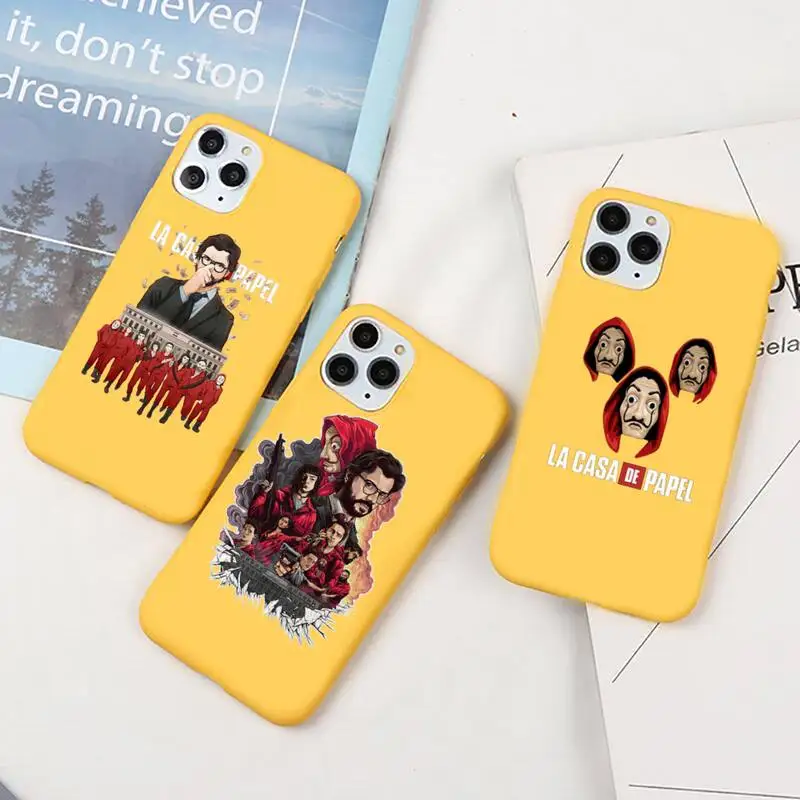 

Spain tv series Money Heist Phone Case Candy Color for iPhone 6 7 8 11 12 s mini pro X XS XR MAX Plus