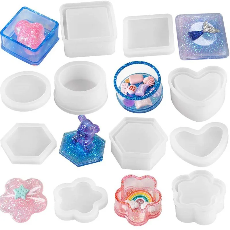 

Resin Silicone Molds Storage Box Mold for Jewelry Making Heart Shape Cut Mold DIY Crystal Epoxy Gift Box Jewelry Moulds