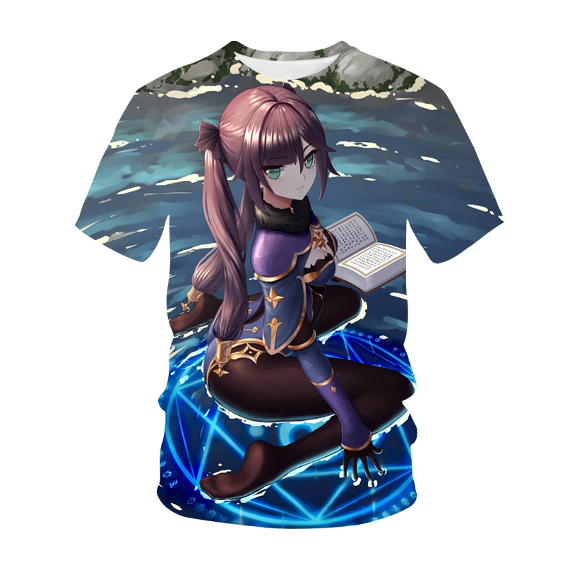 

2021 summer new T-shirt Genshin Impact 3D printing animation sexy girl Cosplay street clothing unisex fashion round neck top