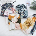 Пижама женская Fdfklak, с цветочным принтом, с эластичным поясом, свободная, домашняя одежда, лето 2021