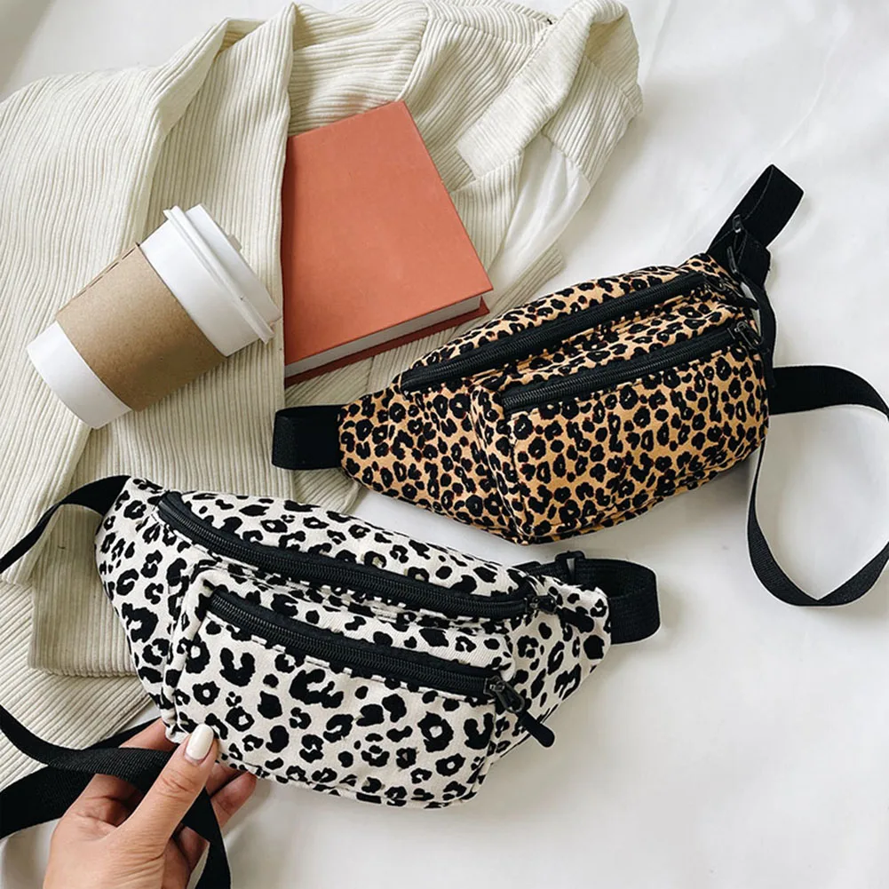 

Fashion Women Flannel Fanny Pack Waist Bag Wild Leopard Pattern Bum Bag Ladies Bum Hip Bag Money Phone Pouch Casual Chest Bag