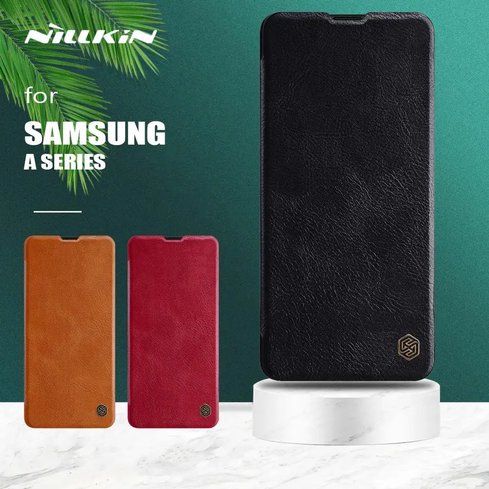 Кожаный флип чехол Nillkin Qin для Samsung Galaxy A71 A51 A41 A31 A21 A11 A70 A60 A50 A40 A30 роскошный бумажник