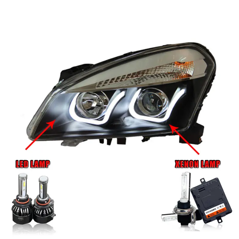 LED HighBeam Автомобильный стиль светодиодный фары для Nissan Qashqai 2010-2013 для Qashqai Головной фонарь светодиодный DRL Объектив двойной луч H7 HID Xenon bi xenon объектив - Цвет: LED HighBeam
