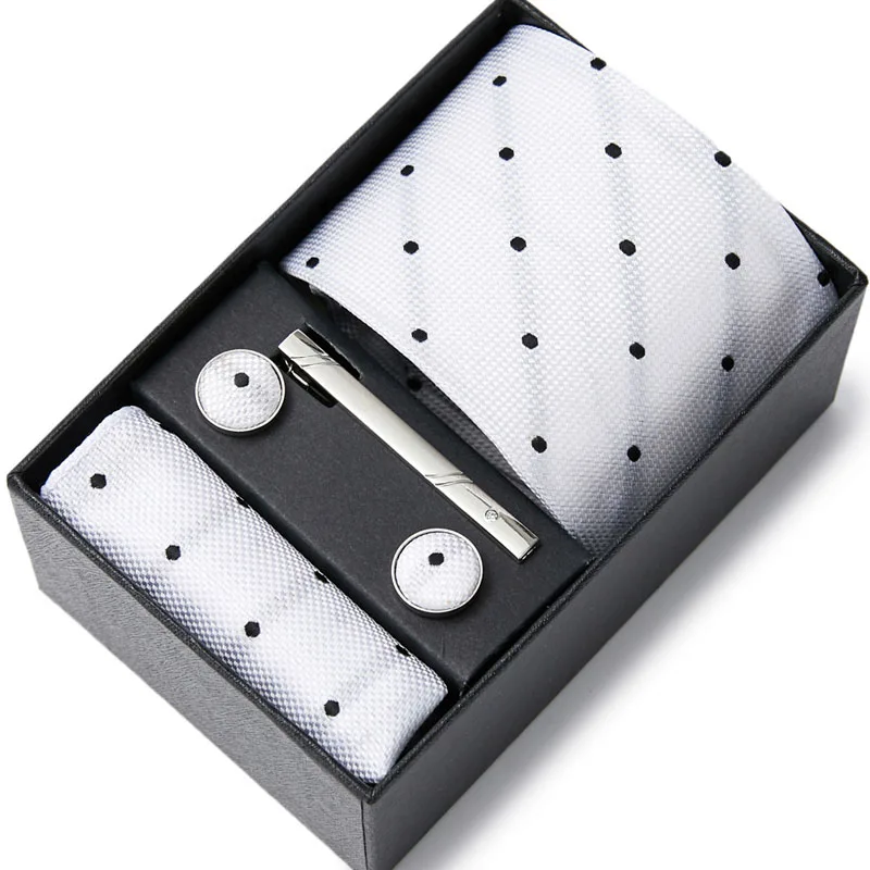 

Mew Gift Suit Accessories Beautiful Floral Paisley Dot Silk Men Tie Hanky Cufflinks Set Cip Wedding Party Necktie Gravatas
