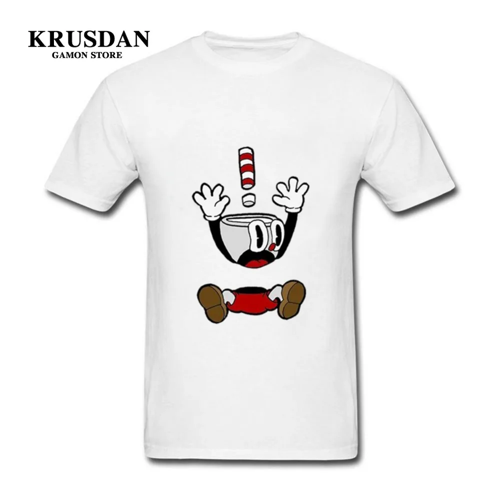 Cuphead аниме мультфильм футболки мужские летние хлопковые топы с короткими