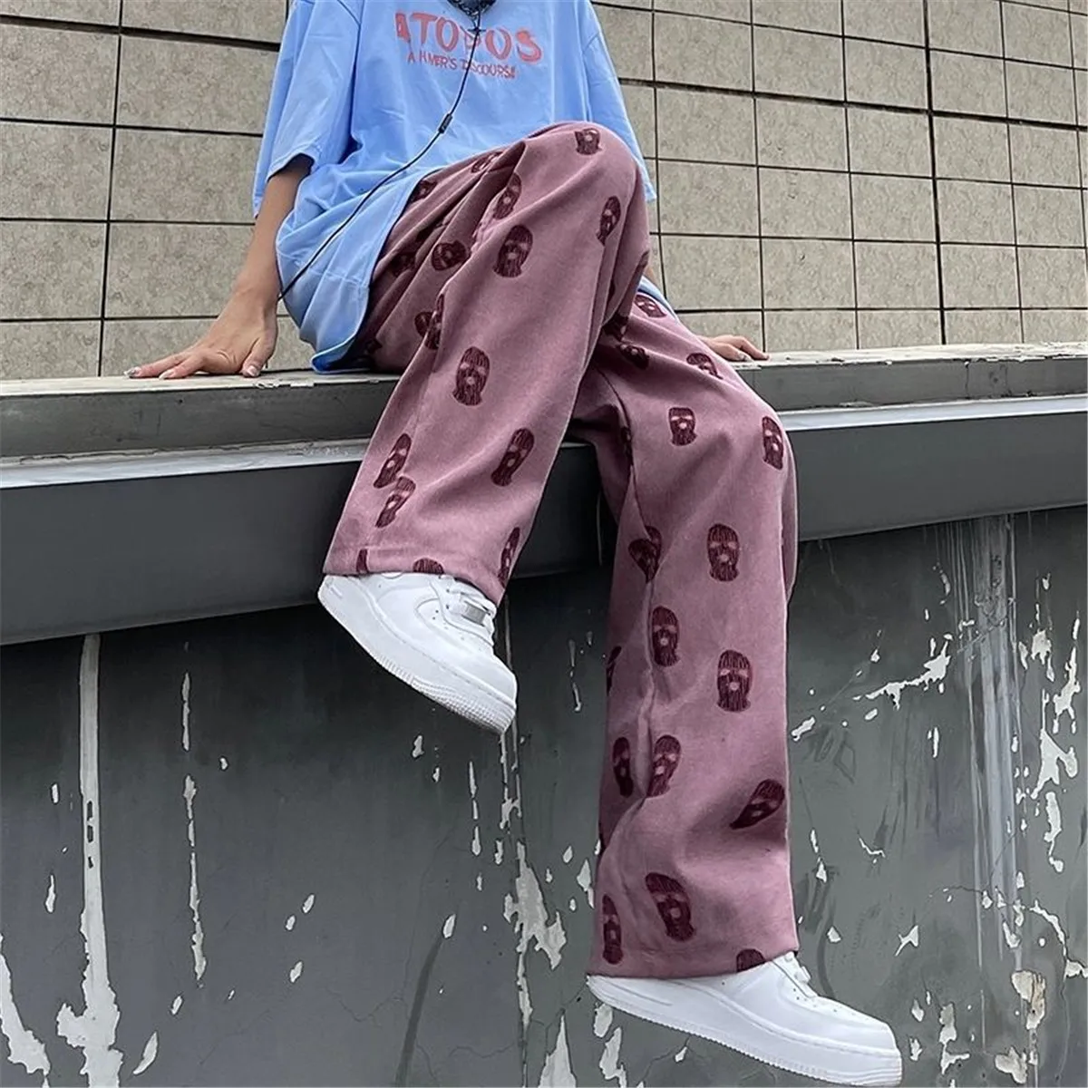 Брюки женские весенне-летние розовые в стиле хип-хоп брюки для бега | Женская