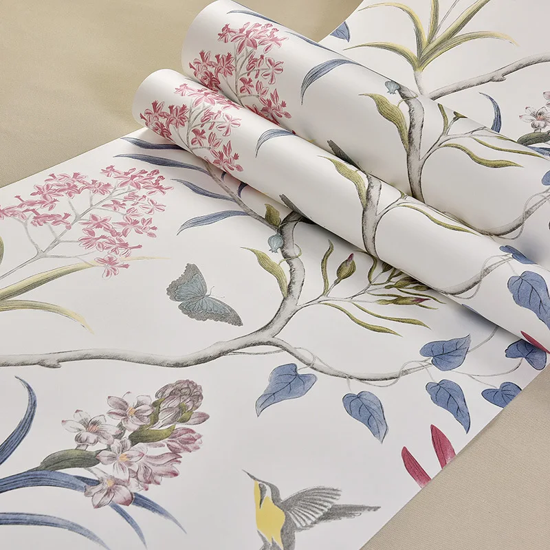 Американский кантри обои ретро Ностальгический зеленый пасторальный цветок ТВ