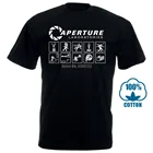 Мужская черная футболка с короткими рукавами, модная летняя футболка из 100% хлопка с порталом 2 Aperture Science Laboratories, Размеры S 3Xl