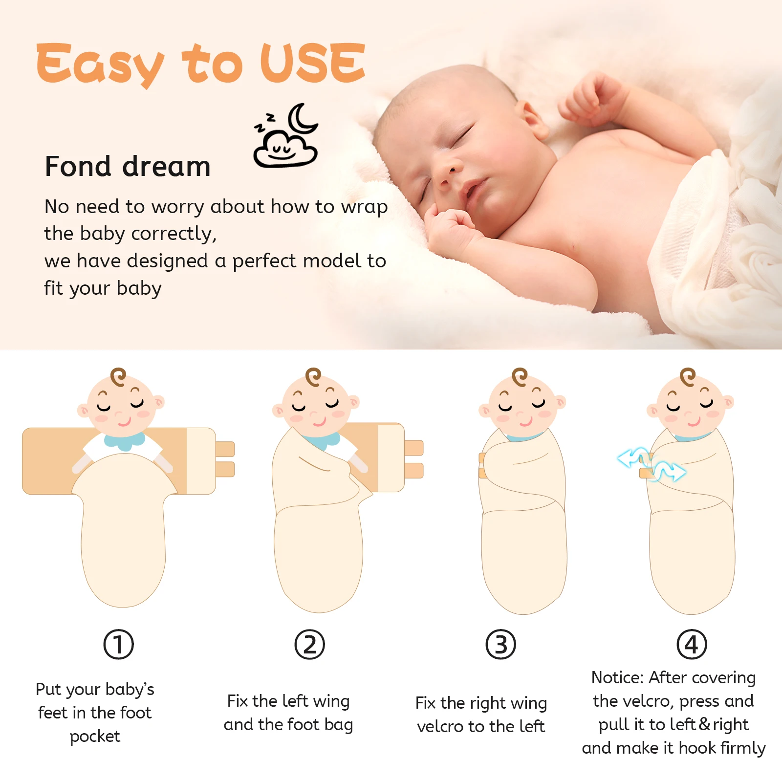 

3Pcs Set Newborn Swaddle Wrap Cotton Baby Swaddling Sleeping Bag Infant Envelope Sleep Sack Bedding For 0-6 Months