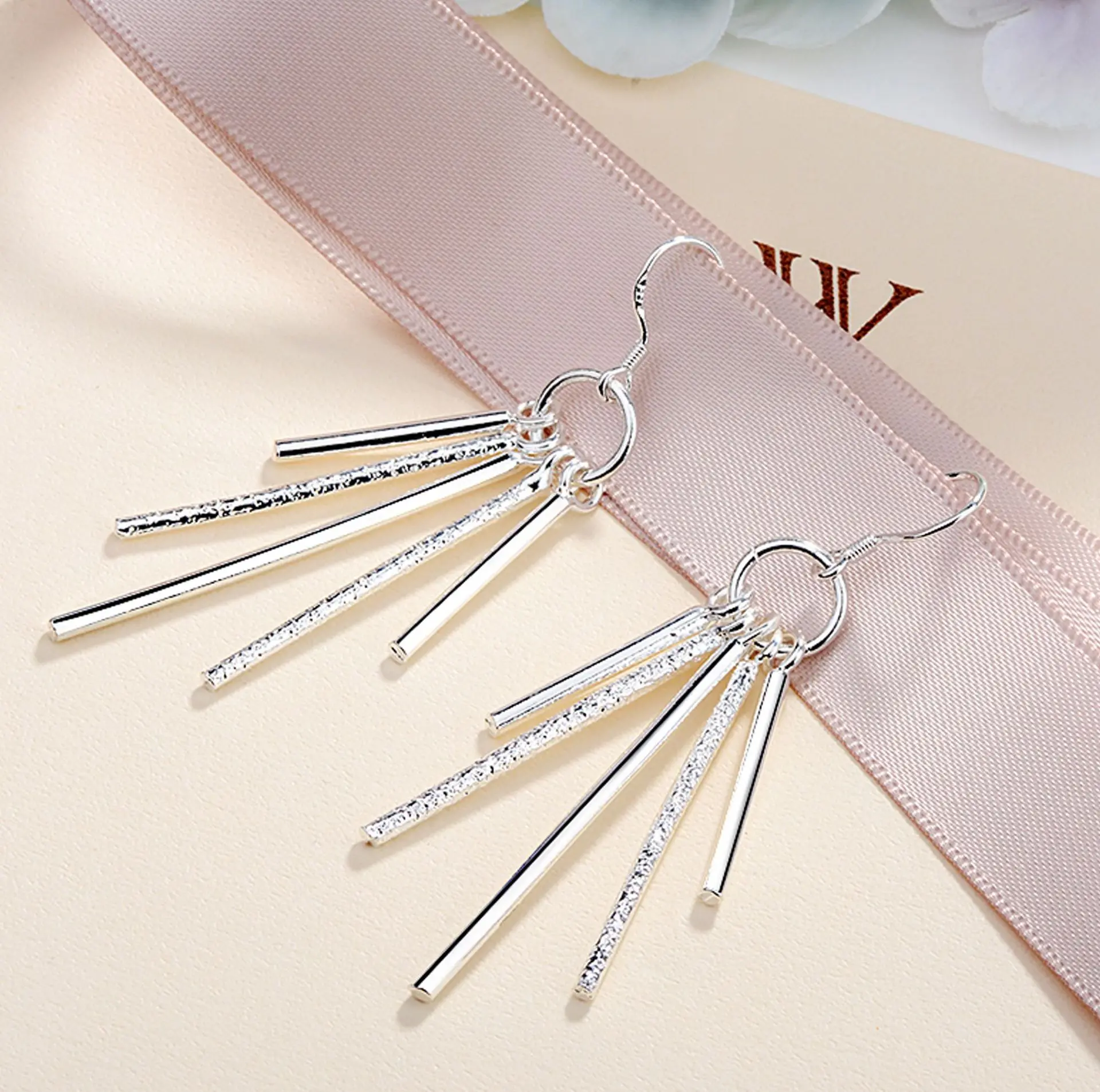 

New 925 Sterling Silver Five Pillars Of Fashion Pendant Earrings For Woman Wedding Engagement Fashion Party Charm Jewelry Gift