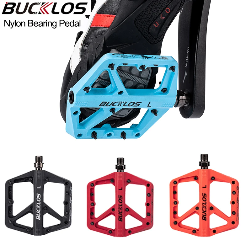 

BUCKLOS Ultralight Seal Bearing MTB Pedal Cycling Nylon Road Bmx Pedal 9/16in DU Bearings Bike Pedals Flat Platform Part