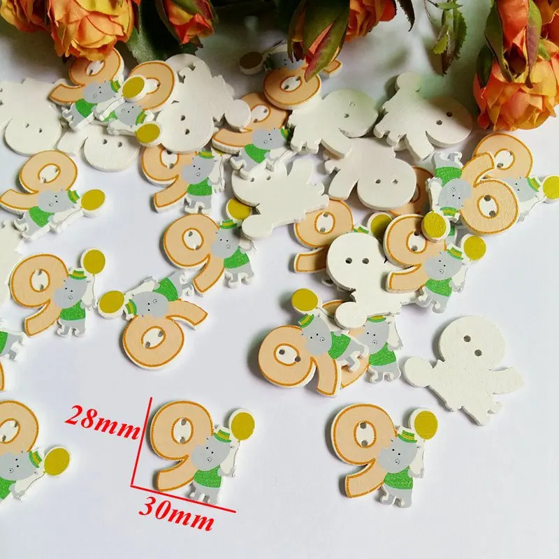 30 шт./упак. (каждого номера 3 шт.) 2 отверстия деревянные пуговицы для шитья