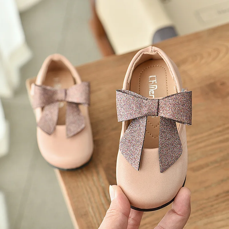 Детская обувь для девочек сандалии принцессы с бантом модная детская кожаная
