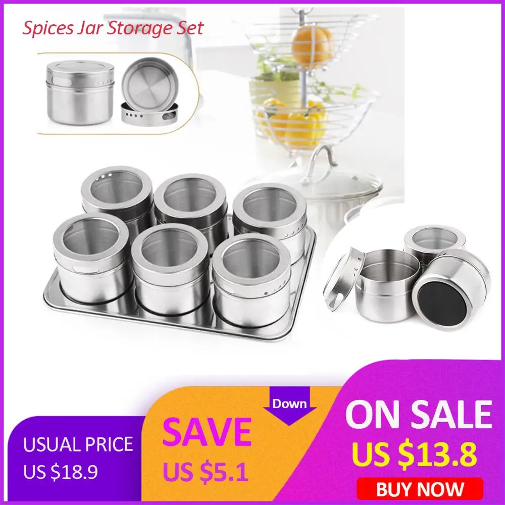 Горячая продажа 6 шт Магнитная бутылочка приправа баночка для специй набор