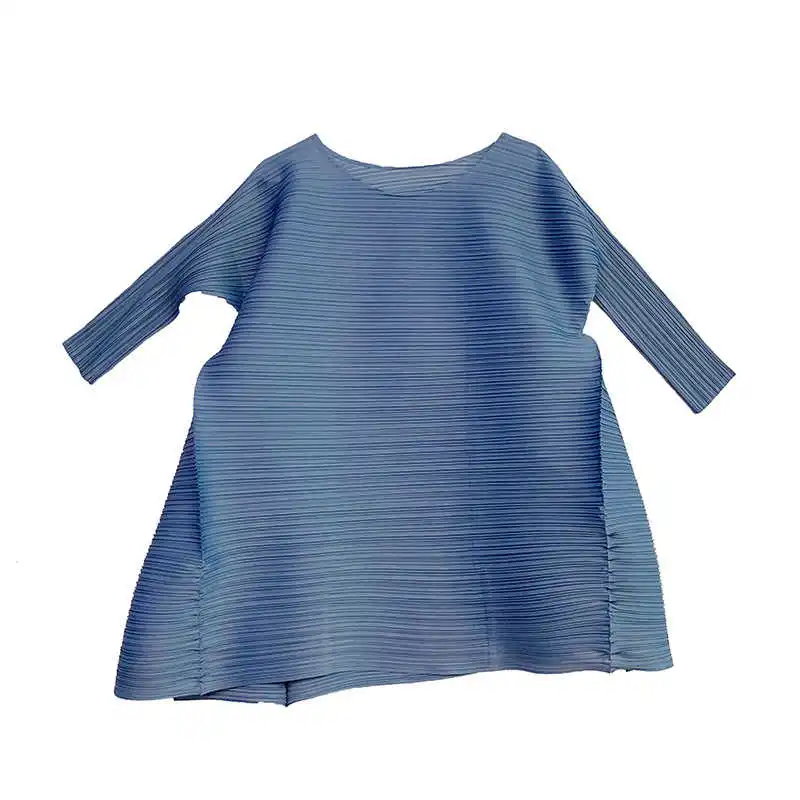 

LANMREM Pleated Solid Color T-shirt 2021 Summer New Irregular Casual Shirts Women's Loose Large Size All Match Top 2D5040